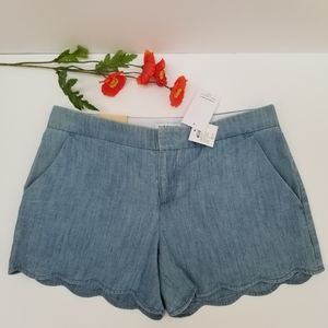 NWT Club Monaco Amber Indigo Scalloped Shorts Sz 2